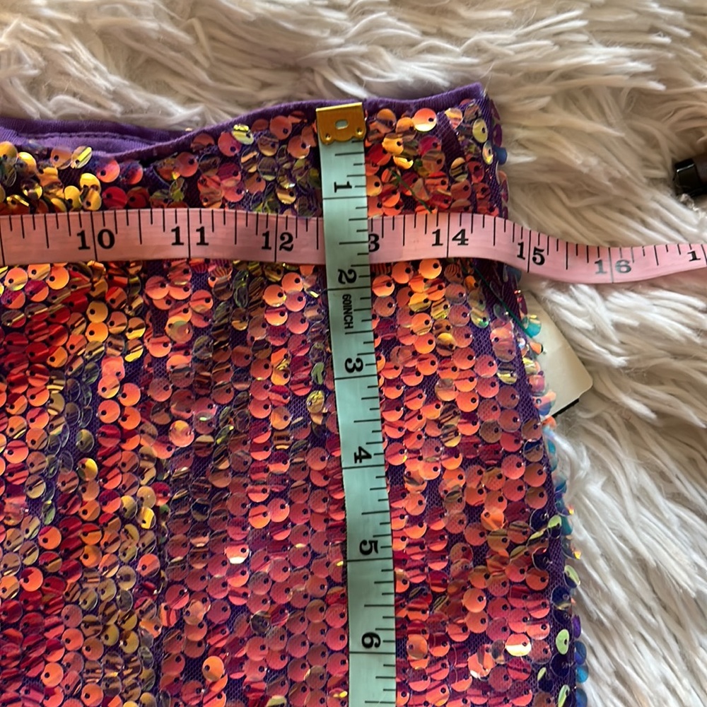 Akira sz S purple sequin iridescent lilac opal side slit zipper back min… - Picture 7 of 11